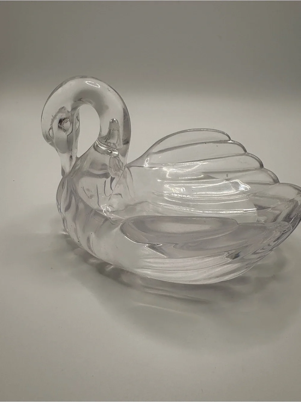 Set of 2 Acrylic Swan Trinkets Soap Dish Bathroom Decor Kitsch MCM Vanity Tray